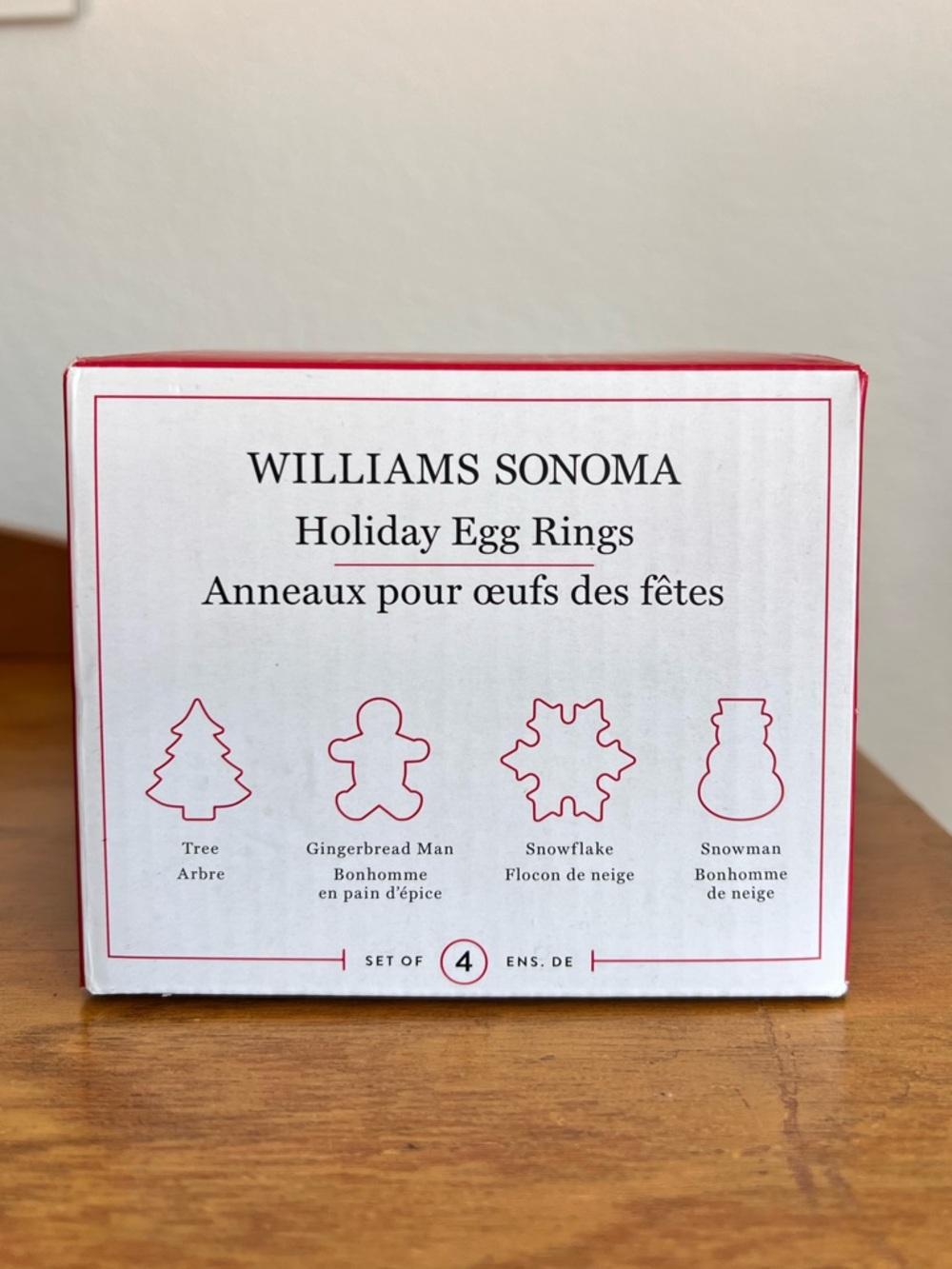Williams Sonoma Holiday Egg‎ Rings Set of 4 NIB Festive Breakfast Molds Cookware